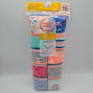 Wonder Nation 10 Pack Girls' Tag-Free Briefs Size 16 underwear